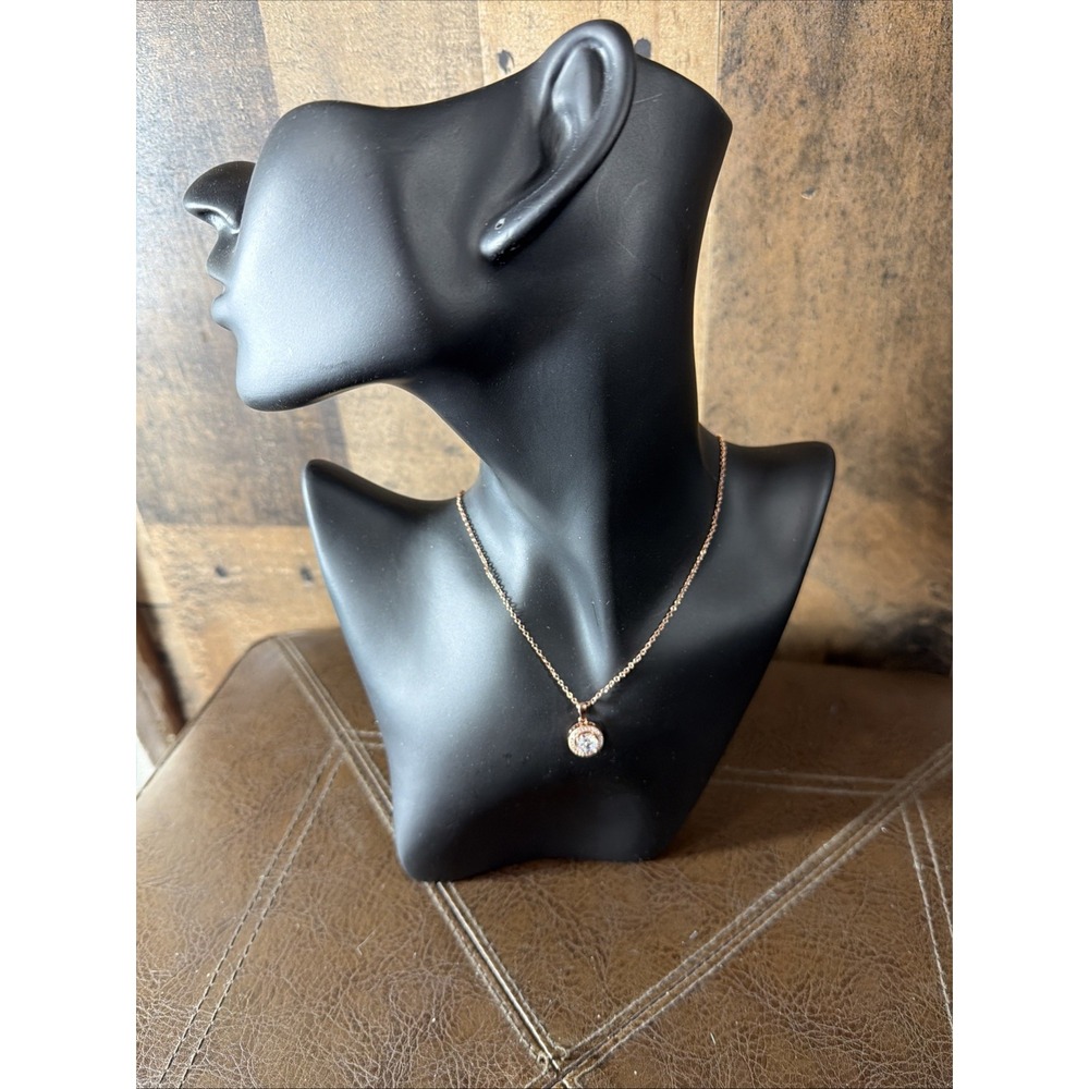 Cate & Chloe Blake 18k‎ Rose Gold Plated Halo Pendant Necklace Simulated Diamond